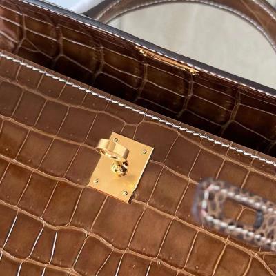 wholesale quality hermes kelly 25 porosus shiny miel crocodile ghw